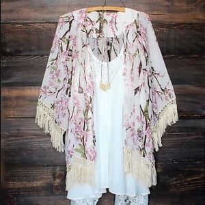 Asian Inspired Floral Print Kimomo Size Medium